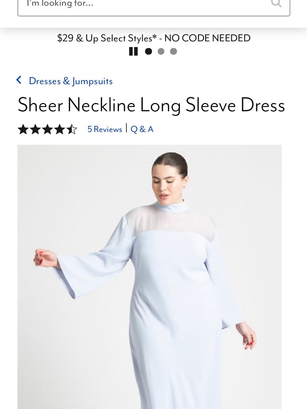 Eloquii Powder Blue Long Sleeve A-Line Dress with Covered Buttons Sz 14 - Picture 4 of 8